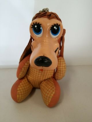Vtg 1964 Mattel Talking T - Bone Pull String Stuffed Animal Toy Dog