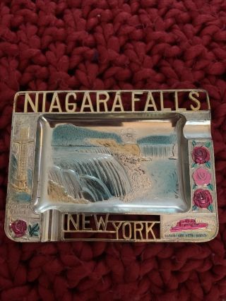 Vintage Niagara Falls York Painted Metal Ashtray Souvenir Made In Japan