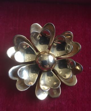 Vintage Jewelry Brooch Pin Coro Flower Gold Tone Metal
