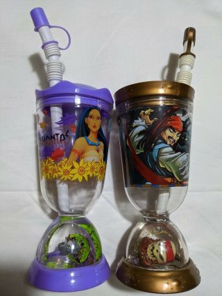 2x Disney Characters Tumbler For Kids Fun Floats Sipper Drink Cup 9 Oz,  Vintage.
