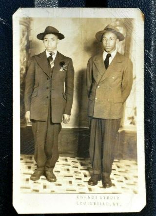 Black Americana Vintage Photo Postcard Louisville Ky 2 Men In Suits