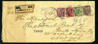 India Ww1 1915 Registered - Censored Multi Franking Cover To Us R.  M.  S.  Cancel