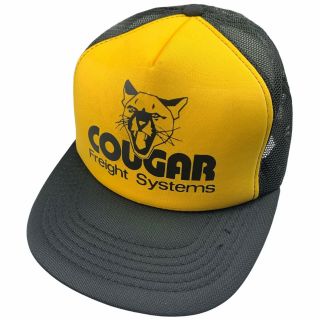 Vtg Nos Cougar Freight System Trucker Hat Snapback Hauler Semi Rig Transport Cat