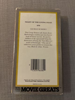 Night of The Living Dead VHS George Romero,  Royal Sound Video CULT Vintage Rare 2