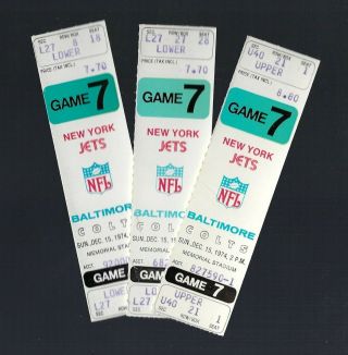 Vintage 1974 Nfl Ny York Jets @ Baltimore Colts Full Football Ticket