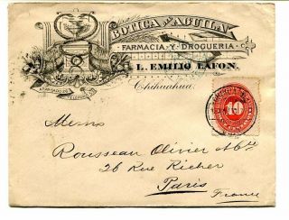 Mexico 1893 Advertising Cover Sent Chihuahua To Paris Via York
