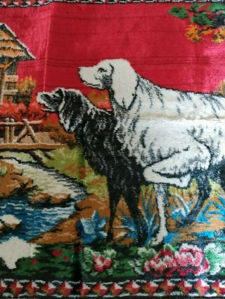 Vintage 1970s On Velvet Style Wall Hanging,  Tapestry,  Dogs