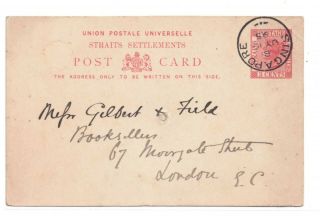 Singapore - 3c Qv Straits Postal Stationery Card To London Ex - Singapore 10.  7.  1895