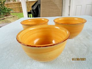 Set Of 3 Hausenware Yellow Twist Soup/cereal 6 " Bowls