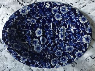 Royal Crownford Calico Staffordshire England Blue Floral Soap Dish 5 1/4”