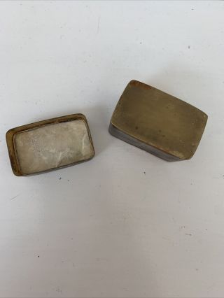 Antique Vintage Pill Box Enamel Top Handpainted Tin Trinket Match 3
