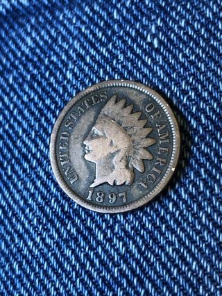 1897 - P Rare Very Old Antique Us Indian Head Penny Cent Fine - Very Fine Coin 336