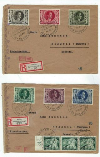 Two 1943 Berlin Charlottenburg Germany Covers,  Wwii Censored B231 - B236