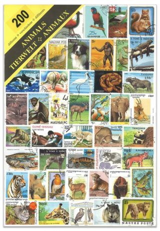 200 Different Animals Stamps Thematic Window Display Packet
