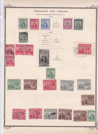 Trinidad And Tobago Mounted And Stamps On Old Album Page Ref R9030