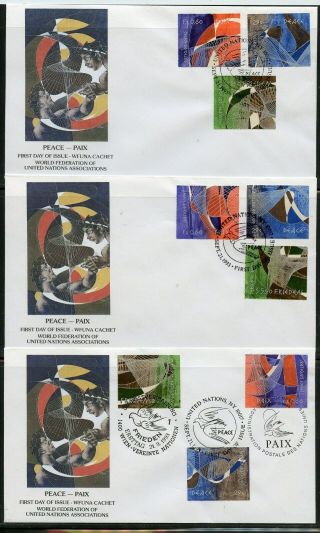Un 1993 Peace Cachet Art By Hans Erni On 3 First Day Covers