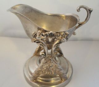 English Silver Mfg Co Silver Plate Tilting Gravy Boat With Warming Stand Usa