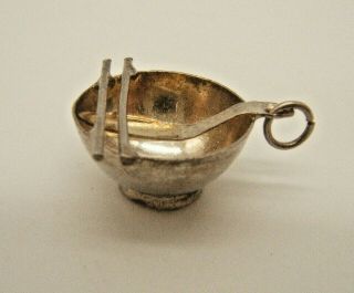Vintage 800 Silver Charm Rice Bowl Chop Sticks & Spoon