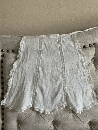 Vintage Fabric White Cotton Waist Apron With Lace Trim