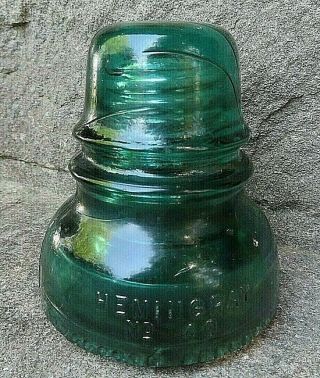 Antique Vintage Hemingray No.  40 Blue Glass Insulator Patented May 2,  1893