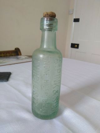 Antique Vintage Glass Mineral Water Bottle.  Pink & Son 