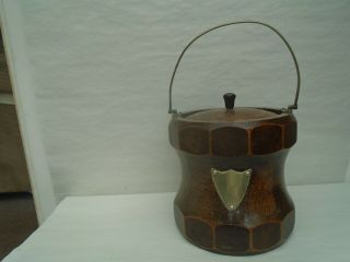 Unusual Shaped Antique Wooden Biscuit Barrel? Tobacco Jar? Attic Find