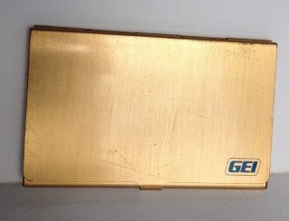 Vintage Gold Colored Metal Business Card Carrying Case Gas Energy Inc Brooklyn