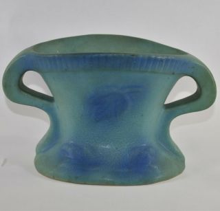 Vintage Van Briggle Pottery 1930s Blue Handled Vase And Flower Frog