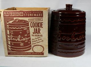 Vintage Marcrest Old Fashioned Stoneware Cookie Jar With Lid