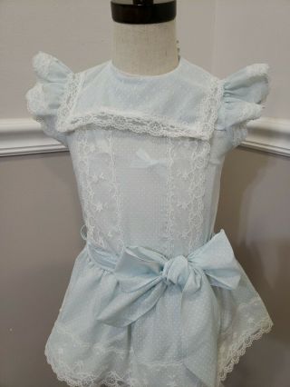 Vintage Girls Blur Polka Dot Party Dress Size 3t Toddler
