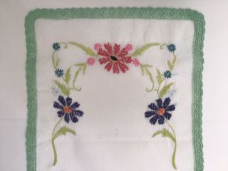 Vintage Hand Embroidered Dresser Scarf Table Runner 43” x 14.  5” 2