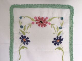 Vintage Hand Embroidered Dresser Scarf Table Runner 43” x 14.  5” 3