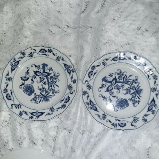 Blue Danube Set Of 2 Onion Design Dinner Plates Patent 99183 & Ribbon Backstamp