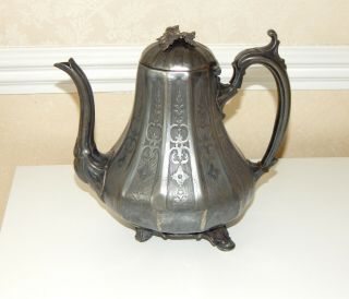 Antique Victorian English Pewter Coffee Tea Pot Shaw & Fisher Sheffield Cca 1850