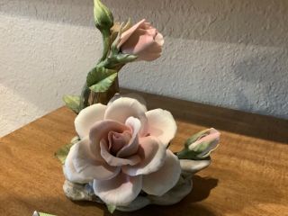 Capodimonte Italy Porcelian Rose Flower Figurine In Shape