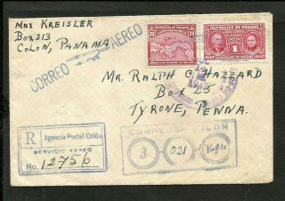 Panama To Usa Registered Air Mail Cover 1947