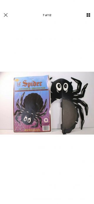 Vintage Beistle Diecut 14 " Honeycomb Black Spider Cardboard Halloween