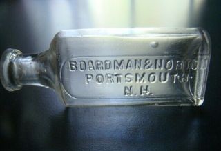 Antique BOARDMAN & NORTON - PORTSMOUTH,  N.  H.  - Hampshire Medicine Bottle 2
