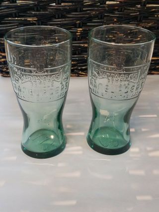 Mcdonalds 15 Cent Hamburger 1948 Vintage Green Glass Drinking Glasses Set Of Two