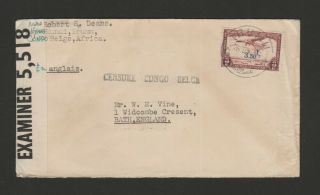 Belgian Congo 1942 Censored Airmail To England