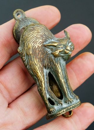 Vintage Solid Brass Small Size Door Knocker In The Form Of An Arched - Back Cat