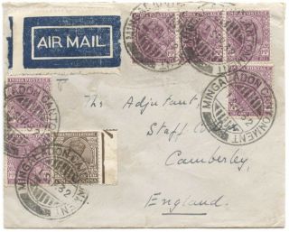 Burma,  India In,  1932 Air Cover To Gb W/mingaladon Cantoment Cds