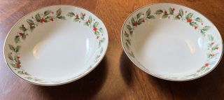 Royal Gallery,  “holly”,  Fine China,  Japan,  Two Servings Dishes,  Gold Rim