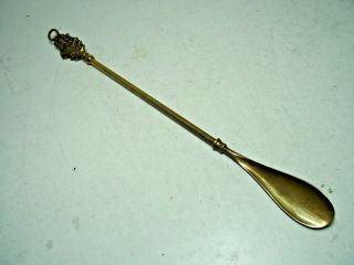 Antique Solid Brass Shoe Horn 17.  5” Long Vintage Sail Ship Marked England