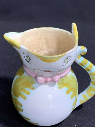 Fratelli Fanciullacci Pottery Cat Pitcher Signed 3