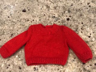 VINTAGE Hand Knit Cardigan Sweater made for Terri and Jerri Lee Red 2