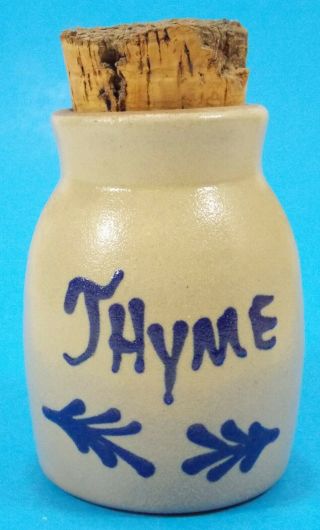 Vintage 1992 Signed Beaumont Brothers Pottery Stoneware Spice Crock " Thyme "