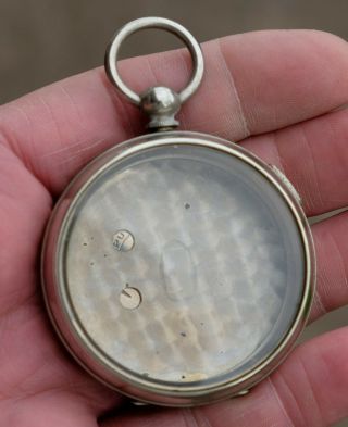 Antique Vintage Nickel Silver Pocket Watch Case W Crystal Fine Cond