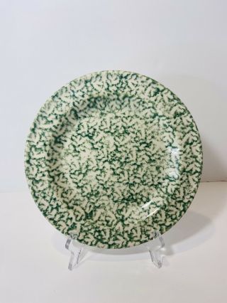 Gerald Henn Roseville Pottery Green And White Spongeware 10 " Dinner Plate
