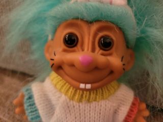Vintage Russ Troll Doll Easter Bunny Ears teeth whiskers sweater sticker 3